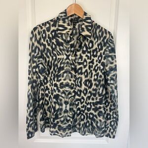 Escada Women’s 100% Cotton Animal Print Button Down Quiet Luxury Blouse 38 (8)